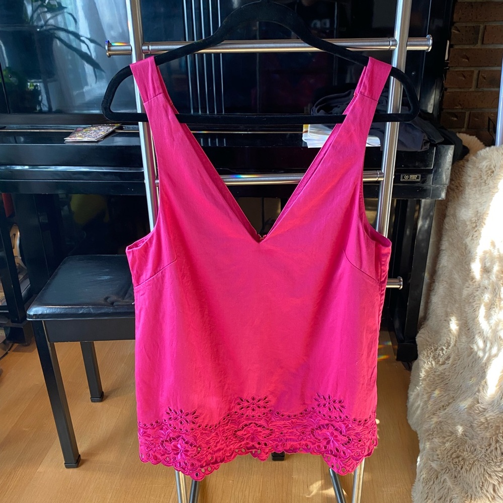 Ted Baker Pink Tank Top with Lace Hem
